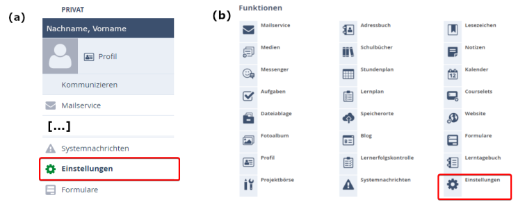 Einstellungen ausw�hlen