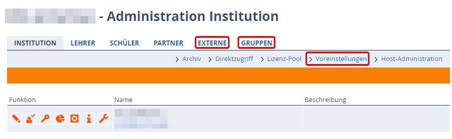 Adminbereich einer Gruppe