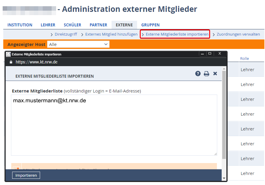 Gruppenliste importieren