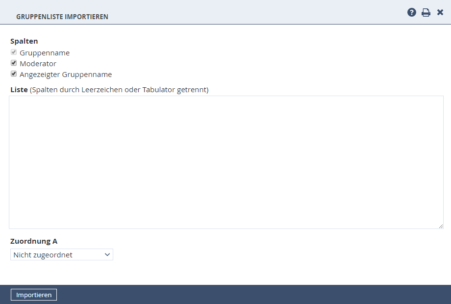Gruppen �ber Listenimport anlegen